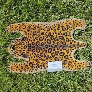 Leopard Cheetah Print Doormat Rug Faux Hyde 28" X 18"